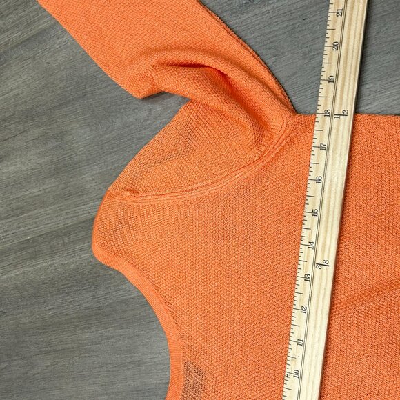 Massimo Dutti Orange Italian Yarn Viscose Blend Asymmetrical Light Tee Sz Small - Picture 4 of 9